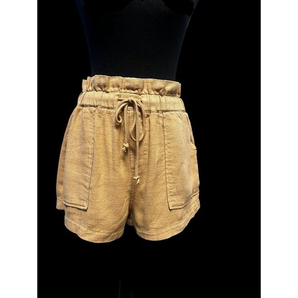 BLANKNYC DRAWSTRING PAPERBAG WAIST SHORTS LIGHT BROWN SUMMER SCANDINAVIAN - Picture 1 of 9